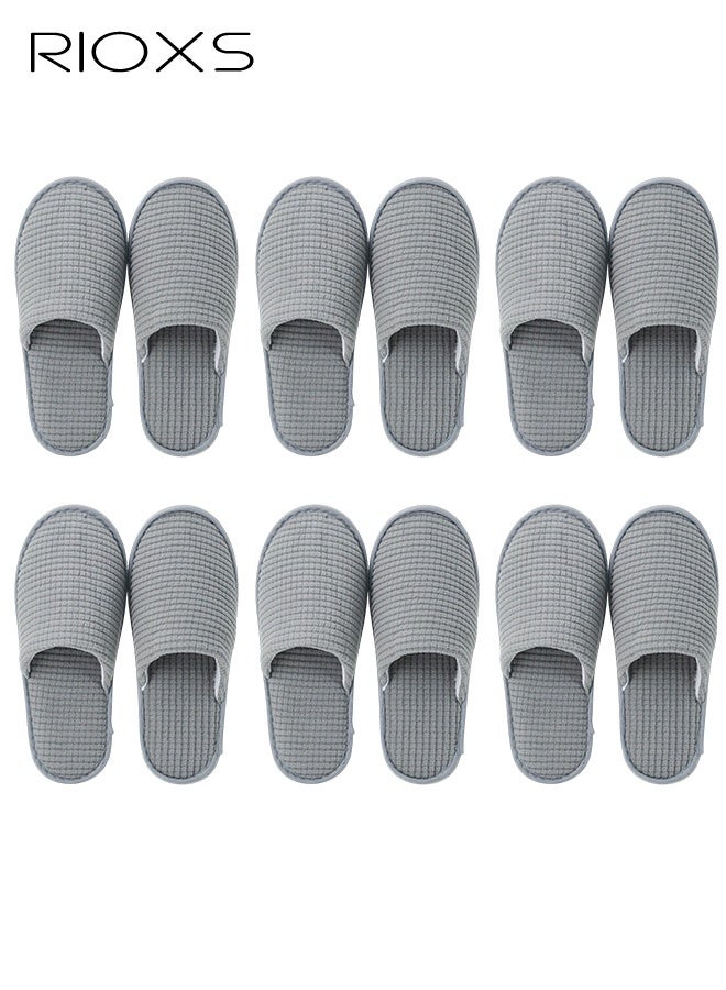 RIOXS 6 Pairs Slippers, Unisex Half Slippers, Non Slip Disposable Slippers For Guest, Reusable Washable Indoor Flats, Mens Womens Slippers, Spa Slippers Guest Slippers For Hotel/ Wedding Party, House Slippers For Bathroom Bedroom, Travel Slippers, Family Closed-toes Half Slippers - Image 1